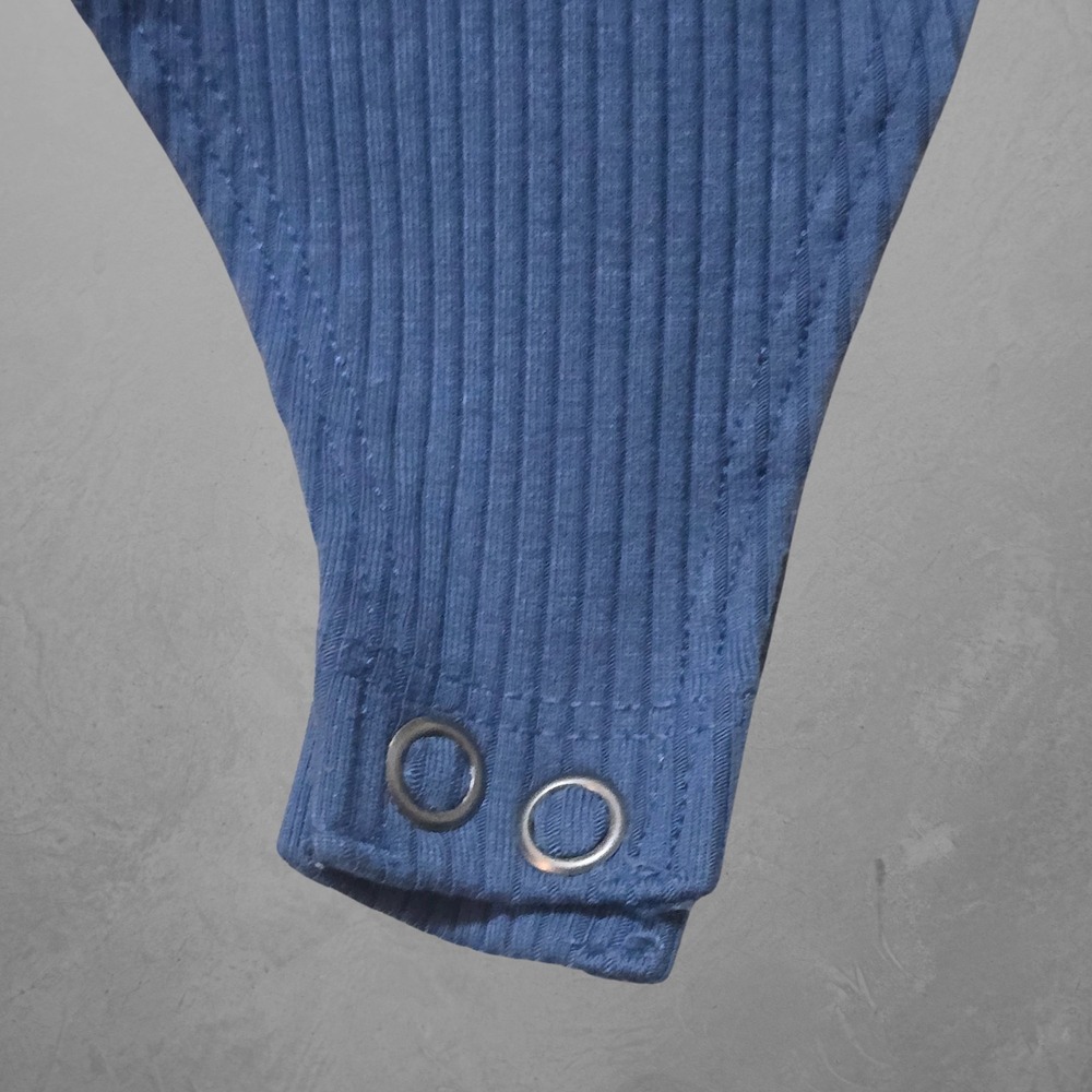American Eagle Womens XS Blue Bodysuit Henley Long Sleeve Ribbed Scoop Neck - Picture 3 of 7